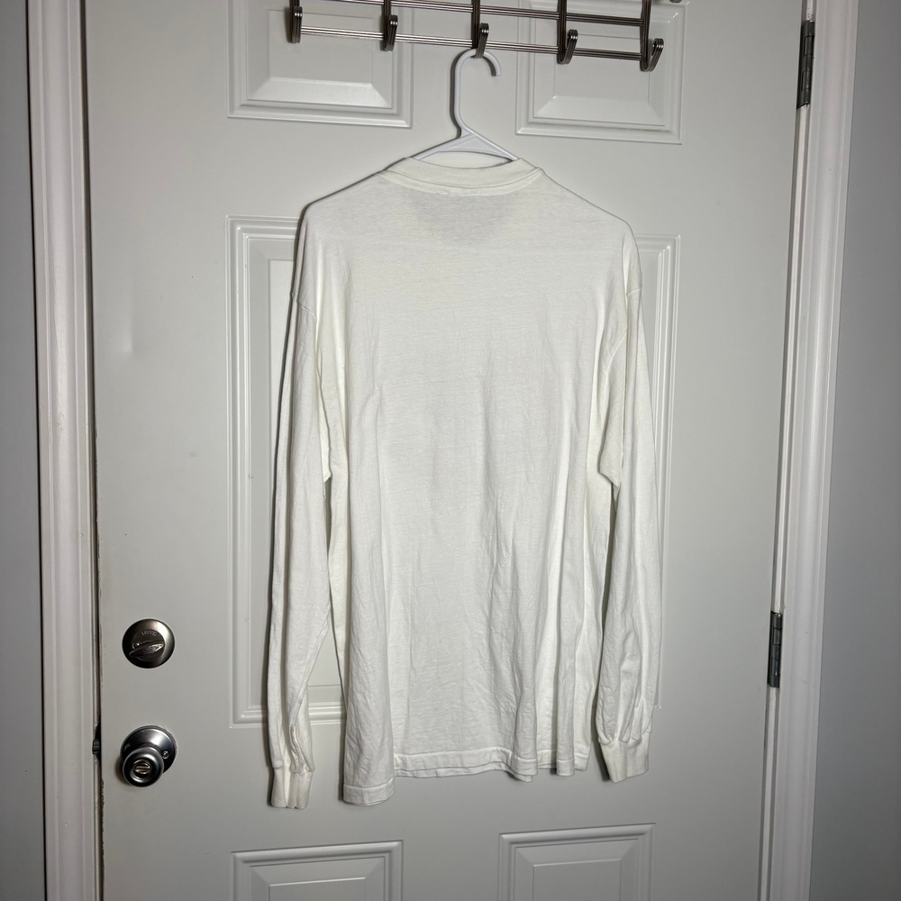Vintage Hanes Beefy-T White Long Sleeve Sequin Heart Floral Shirt Large L - Picture 4 of 8